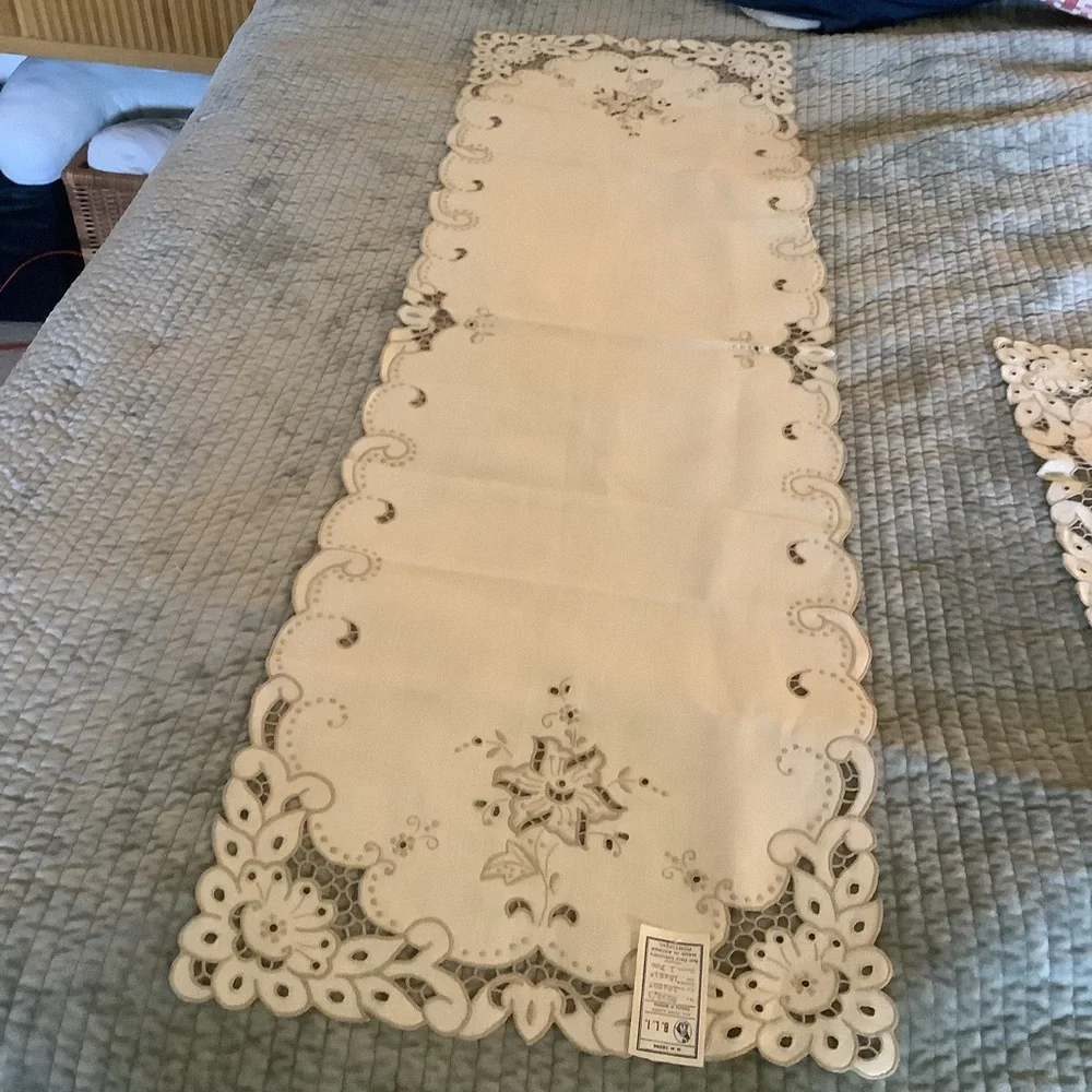 Five Piece Hand Embroidered in Portugal  Linen Set